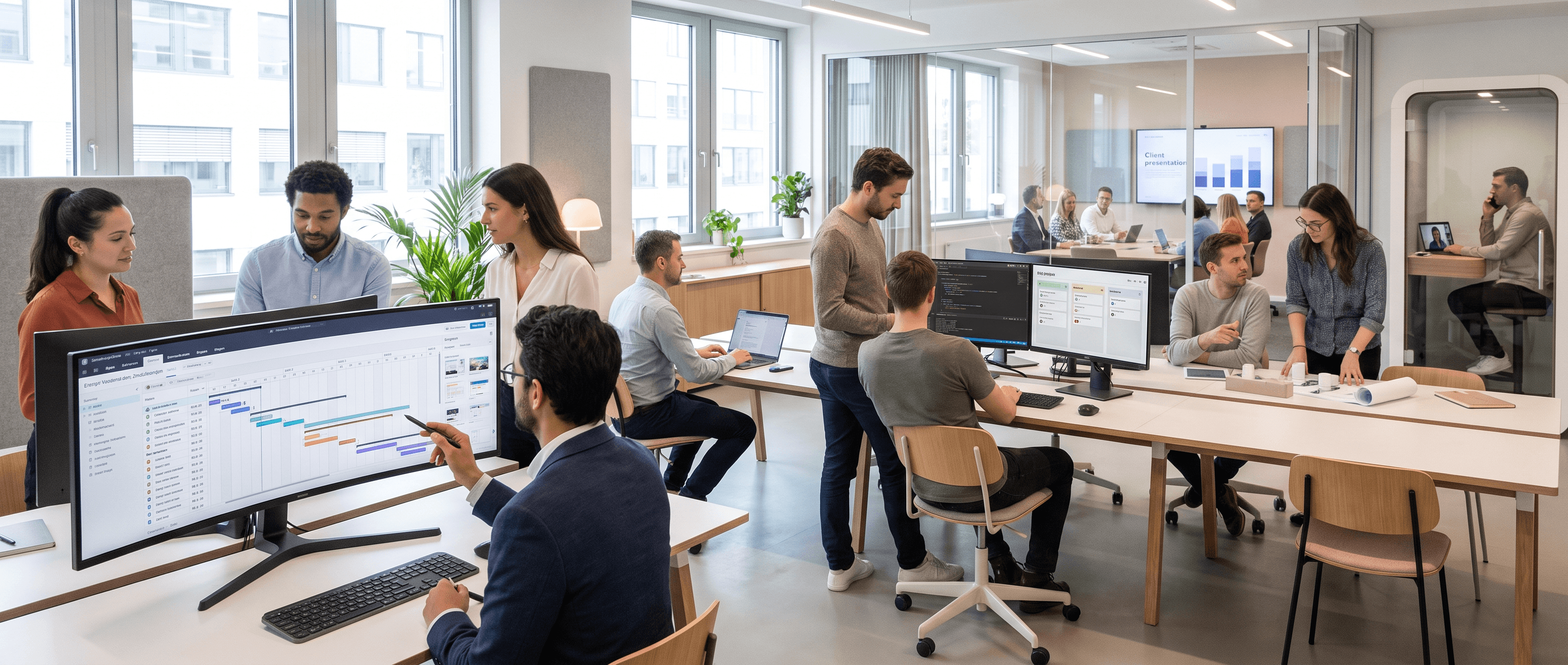 Agency team reviewing client work together