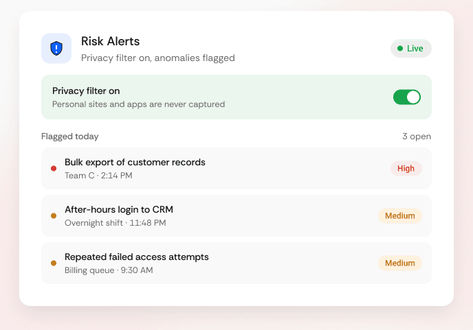 Privacy Controls and Risk Alerts